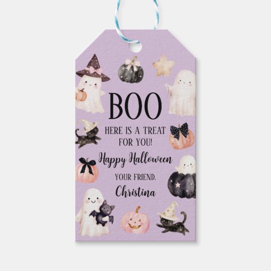 Schattigee geest Halloween meisje 1e verjaardagsfe Cadeaulabel (Voorkant)