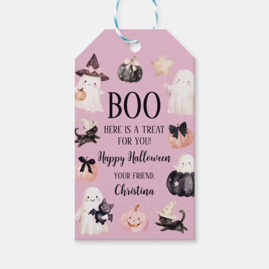 Schattigee geest Halloween meisje 1e verjaardagsfe Cadeaulabel (Voorkant)