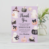 Schattigee geest Halloween meisje verjaardagsfeest Bedankkaart (Staand voorkant)