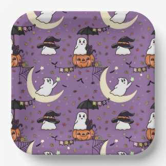 Schattigee geest Halloween-patroon Papieren Bordje