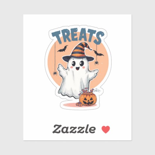 Schattigee geest Halloween "Treats" Sticker (Vel)