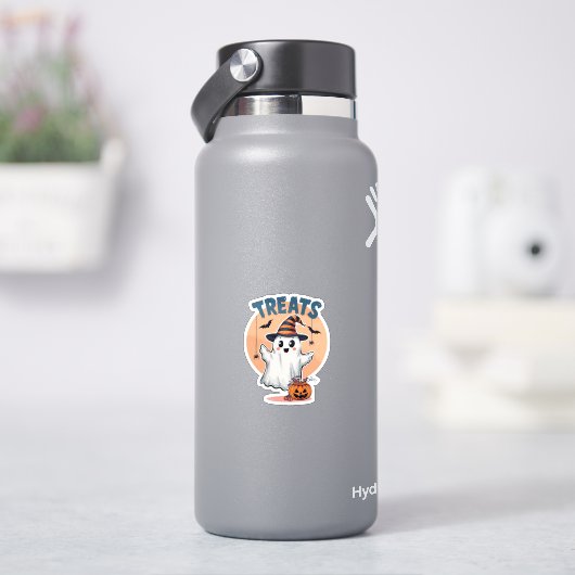 Schattigee geest Halloween "Treats" Sticker (HydroFlask)