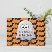 Schattigee geest Halloween verjaardagsfeest vleerm Kaart (Staand voorkant)