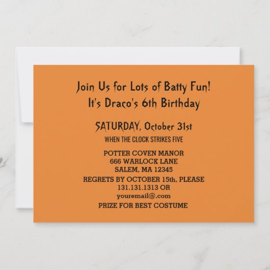 Schattigee geest Halloween verjaardagsfeest vleerm Kaart (Achterkant)