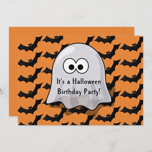 Schattigee geest Halloween verjaardagsfeest vleerm Kaart (Voorkant / Achterkant)