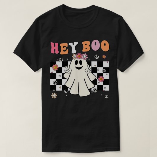 Schattigee geest Hey Boo Grappig Halloween peuter  T-shirt (Design voorkant)