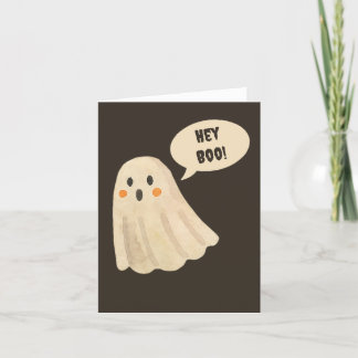 Schattigee geest "Hey Boo" Halloween Wenskaart Bedankkaart