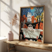 Schattigee geest in bad 3D Halloween badkamer Poster