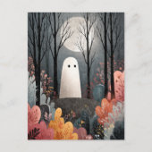 Schattigee geest in spookbos Waterverf Halloween Briefkaart (Voorkant)
