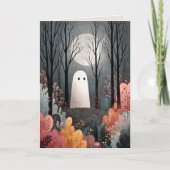 Schattigee geest in spookbos Waterverf Halloween Kaart (Voorkant)