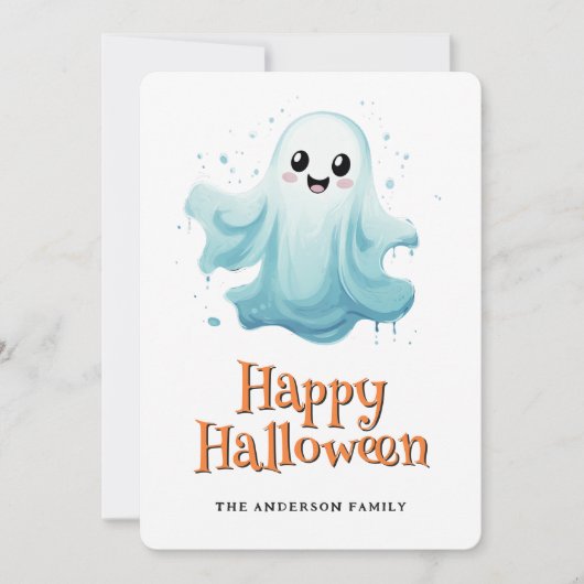 Schattigee Geest Kinder Happy Halloween Kaart (Voorkant)