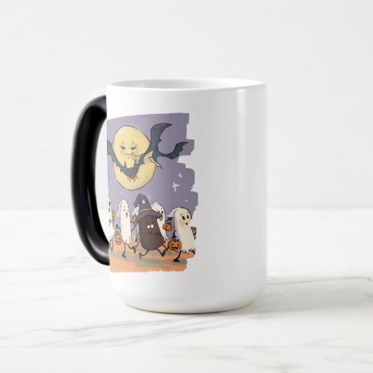 Schattigee geest Kinder Trick or treat onder Spook Magische Mok (Voorkant links)