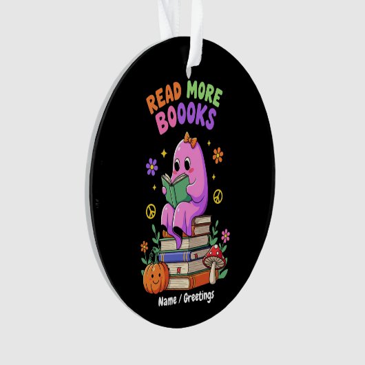 Schattigee geest "Lees meer boeken" Grappig Hallow Ornament (voorkant)