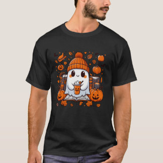 Schattigee geest lezen boek Herfst herfstkoffie ha T-shirt