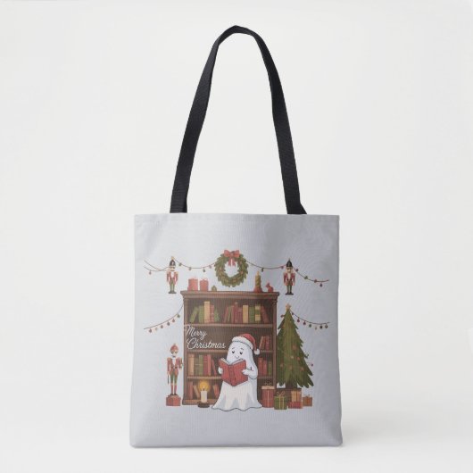 Schattigee geest lezen boek kerst lezen tote bag (Voorkant)