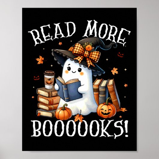 Schattigee geest lezen boek liefhebbers Halloween  Poster (Voorkant)