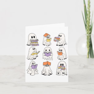 Schattigee geest lezen boeken grappige Halloween b Kaart