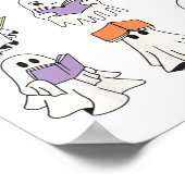 Schattigee geest lezen boeken grappige Halloween b Poster (Hoek)