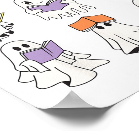 Schattigee geest lezen boeken grappige Halloween b Poster (Hoek)