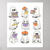 Schattigee geest lezen boeken grappige Halloween b Poster (Voorkant)