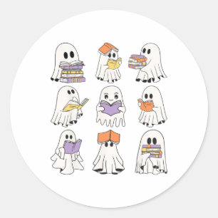 Schattigee geest lezen boeken grappige Halloween b Ronde Sticker