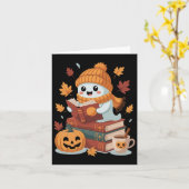 Schattigee geest lezen boeken - Herfst Halloween b Kaart (Gele Bloem)