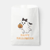 Schattigee geest met boog en pompoen | Halloween Bedankzakje (Voorkant)