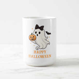 Schattigee geest met boog en pompoen   Halloween Koffiemok