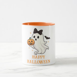 Schattigee geest met boog en pompoen   Halloween Mok