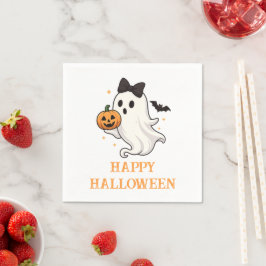 Schattigee geest met boog en pompoen | Halloween Servet