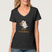 Schattigee geest met boog en pompoen | Halloween T-shirt (Voorkant)