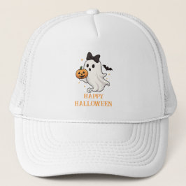 Schattigee geest met boog en pompoen | Halloween Trucker Pet