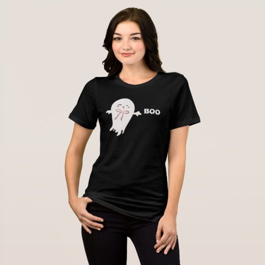 Schattigee geest met Bow Boo Tri-Blend Shirt (Voorkant volledig)