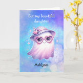 Schattigee geest met bril Halloween Daughter Kaart (Gele Bloem)