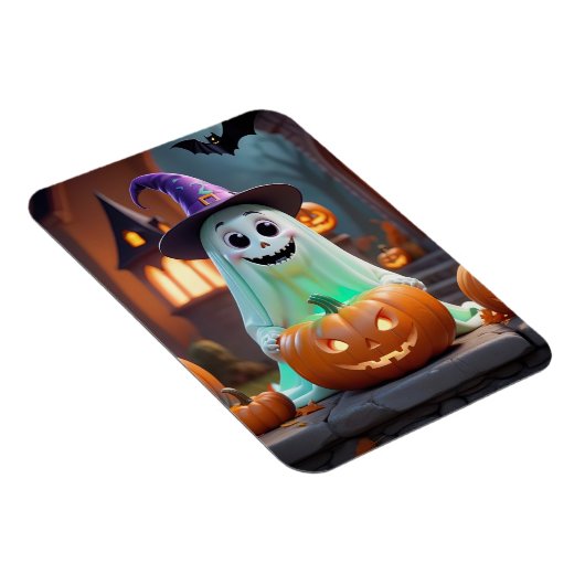 Schattigee geest met Halloween pompoenen Magneet (Rechterzijde)