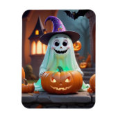 Schattigee geest met Halloween pompoenen Magneet (Verticaal)