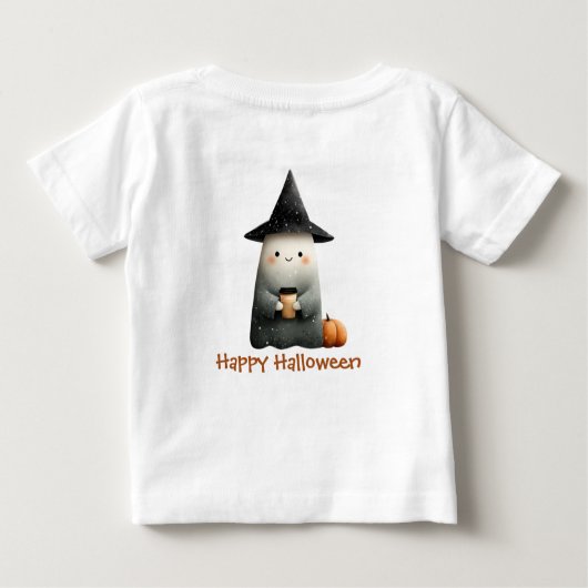 Schattigee geest met koffie Halloween (Achterkant)