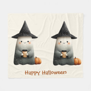 Schattigee geest met koffie Halloween Fleece Deken