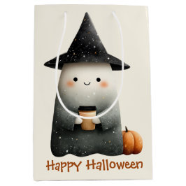 Schattigee geest met koffie Halloween Medium Cadeauzakje