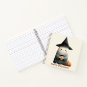 Schattigee geest met koffie Halloween Notitieboek (Binnen)