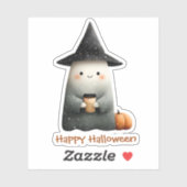 Schattigee geest met koffie Halloween Sticker (Vel)