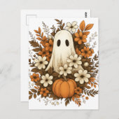 Schattigee geest met pompoen en Herfst bloesems -  Briefkaart (Voorkant / Achterkant)