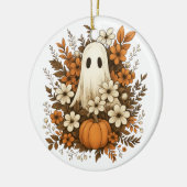 Schattigee geest met pompoen en Herfst bloesems -  Keramisch Ornament (Links)