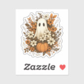 Schattigee geest met pompoen en Herfst bloesems - Sticker (Vel)