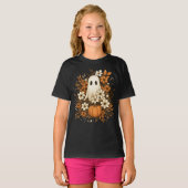 Schattigee geest met pompoen en Herfst bloesems -  T-shirt (Voorkant volledig)