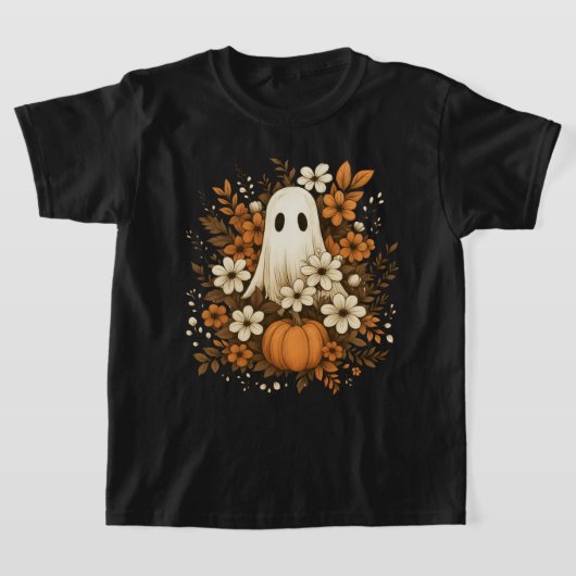Schattigee geest met pompoen en Herfst bloesems -  T-shirt (Laagn)