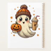 Schattigee geest met pompoen en koffie Halloween P Planner (Achterkant)