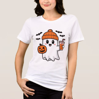 Schattigee geest met pompoen Halloween Tri-Blend Shirt