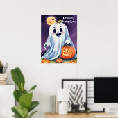 Schattigee geest met pompoenen Halloween Poster (Thuiskantoor)