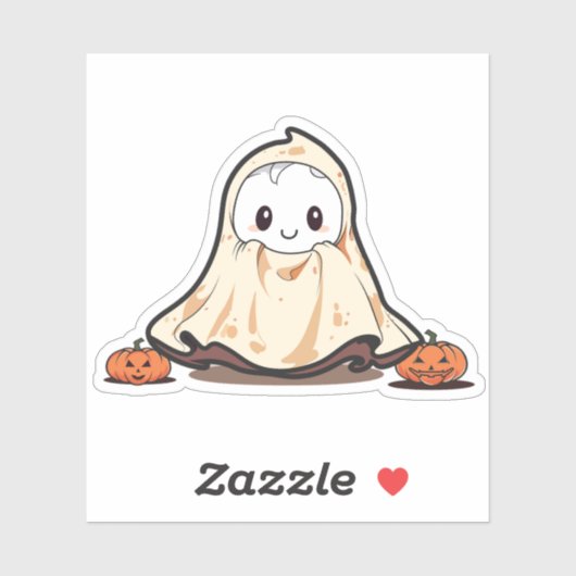 Schattigee geest met pompoenen sticker (Vel)